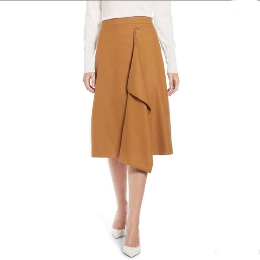 J.Crew Faux Wrap A-Line Skirt Heather Caramel Size 2 Wool‎